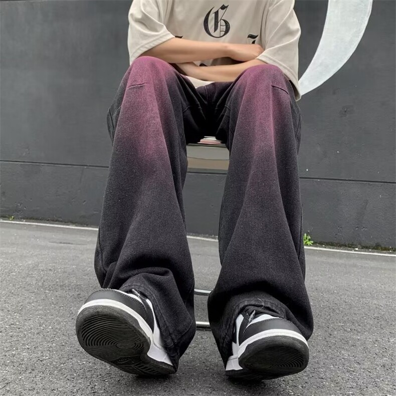 水洗牛仔裤男2025春夏新品美式高街潮牌直筒休闲长裤黑色,男装牛仔裤,星座506A