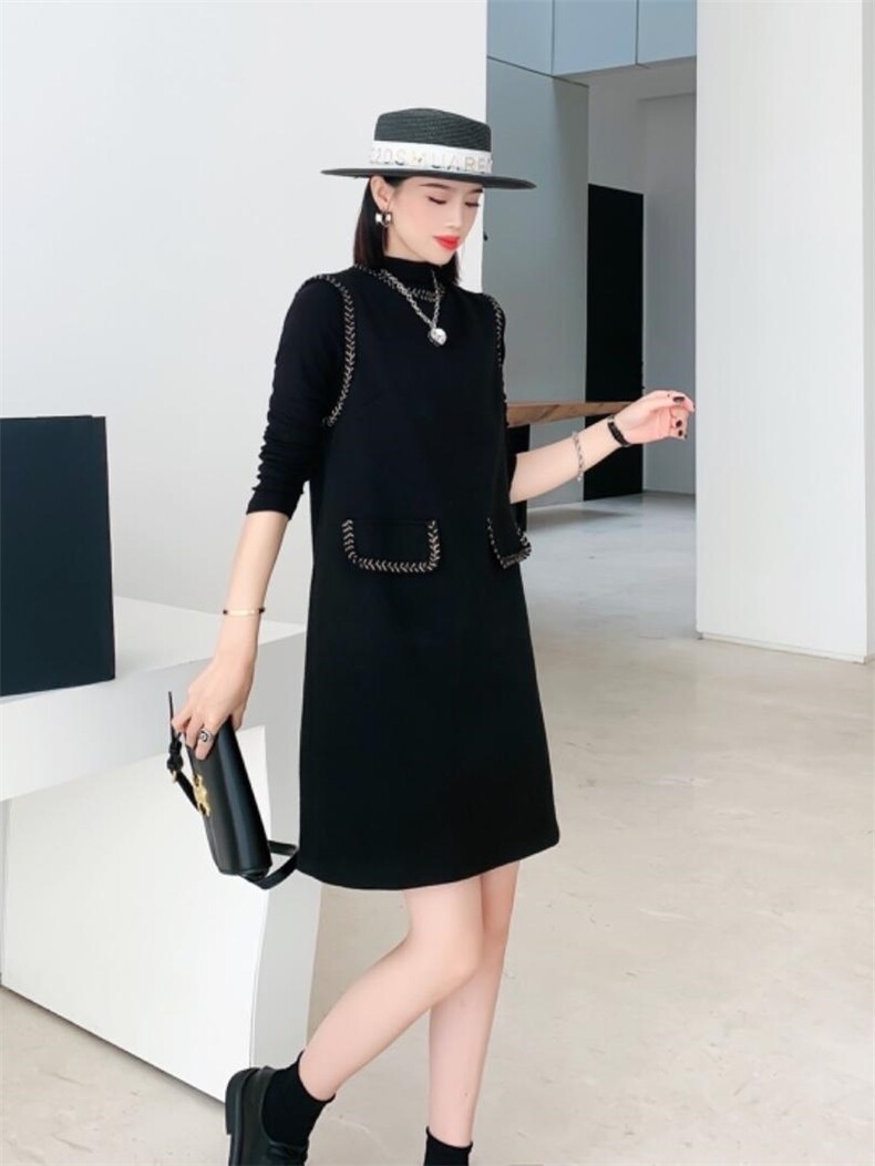 秋冬毛呢背心裙两件套，女装背心吊带，蕃米莉