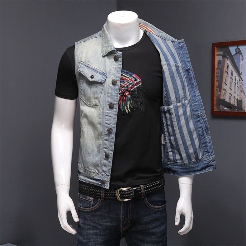 钱塘大厦5027/MJ68031-P135春季新品佛系浅色修身牛仔背心马甲男,男装背心/马甲,钱塘730-1