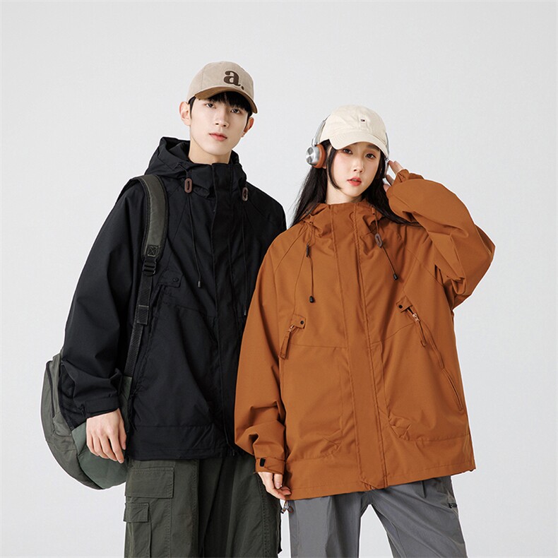 情侣款冲锋衣秋季男士夹克连帽外套潮流糖果色A266-JK8013-P45,男装夹克,电商A266