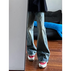 cleanfit竹节纹路牛仔裤美式高街微喇直筒裤子潮N0037-P55，男装牛仔裤，星座1007（原301D）