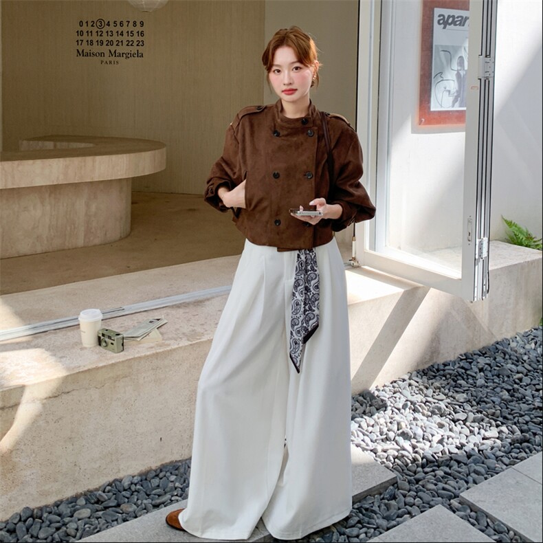 【新品】复古麂皮绒双排扣机车短外套2C105-Q509-P160-K238,女装短外套,2C105