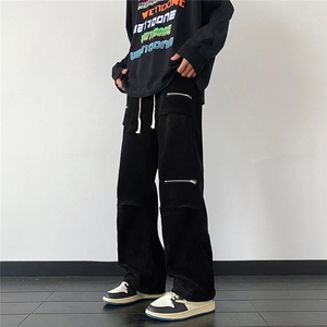 工装裤灯芯绒休闲裤男韩版潮流裤子坠感阔腿拖地长裤K0985-P45图片