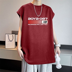 可设48小时发货支持抖音得物来样二开240克重磅美式麂皮绒背心t恤，男装背心/马甲，电商A486-1
