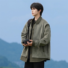 JK25028-P80秋季新款大码灯芯绒拼接夹克外套控138，男装夹克，星座109