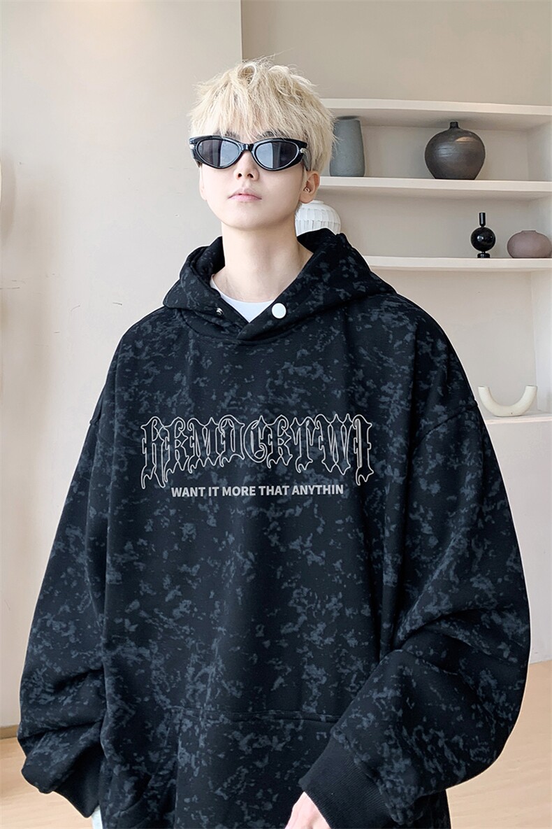 已注册/华棉秋冬内景重磅情侣宽松连帽卫衣男WY00732/P45加绒P50,男装卫衣,电商B316