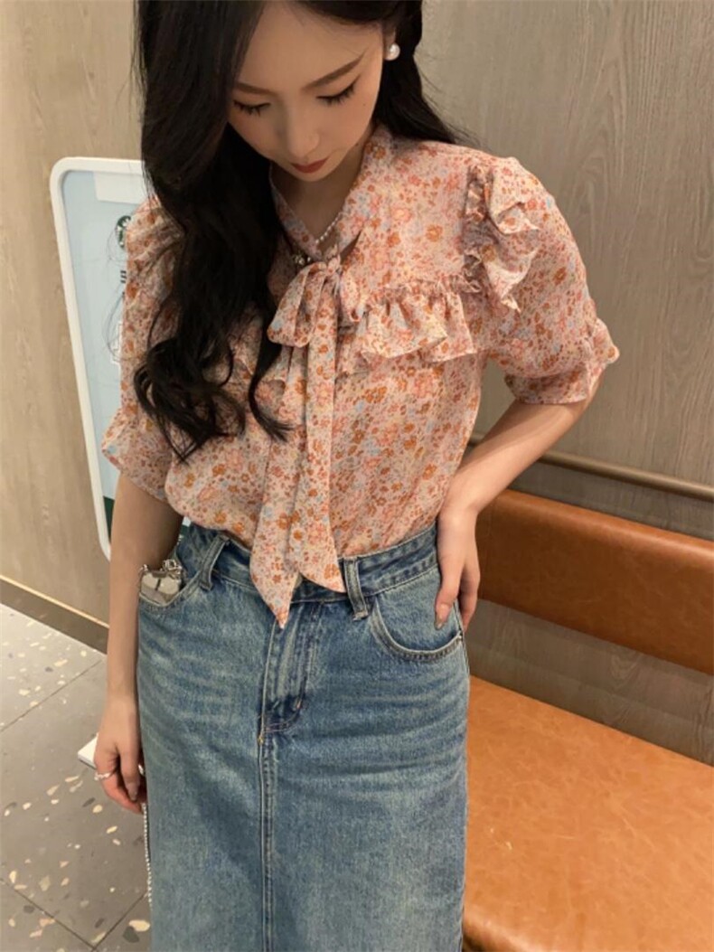 现货夏装短袖碎花雪纺上衣韩版宽松女装，其它，泰靡(2F)