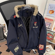 美式复古刺绣徽章座山雕棉衣外套男女加厚保暖夹克M0953-P90，男装夹克，星座308B-2