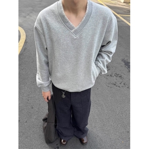 JY274-P46 日系复古学院风V领麦穗绣花卫衣男女 网图图片