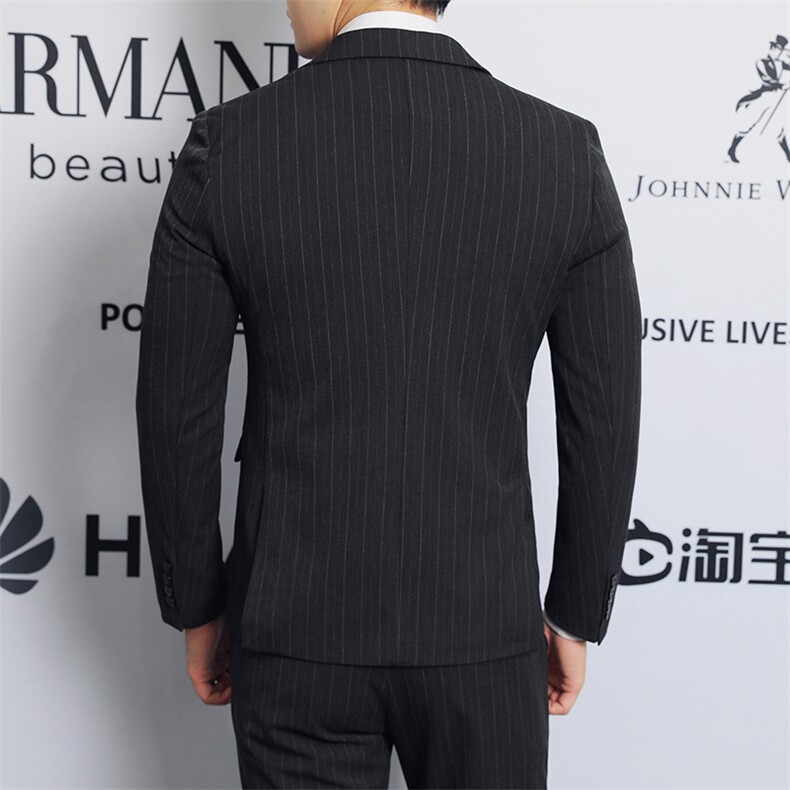 2025新款条纹三件套装西服婚礼举持结婚礼服2022-P220,男装西服,星座311B