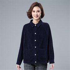 2025冬季新款灯芯绒加绒衬衫外套长袖韩版宽松衬衣上衣潮，女装衬衫，叶笙衣
