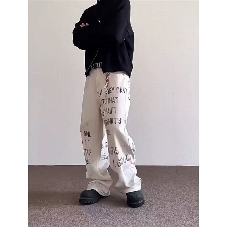 【有货】美式复古小众涂鸦字母直筒休闲弯刀牛仔裤NZ06026P55,男装牛仔裤,星座1004（原星座815-3）