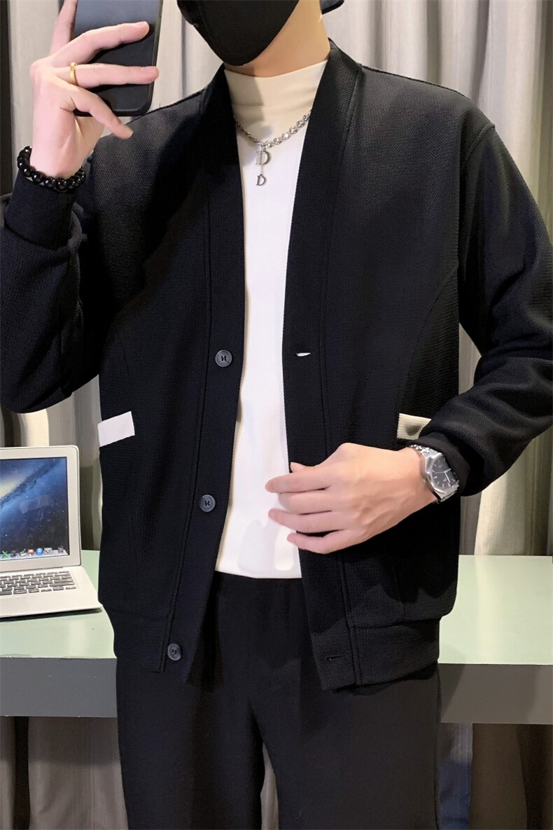 现货2025春季社会小伙开衫卫衣男帅气针织外套W13P68控98,男装卫衣,电商B276A