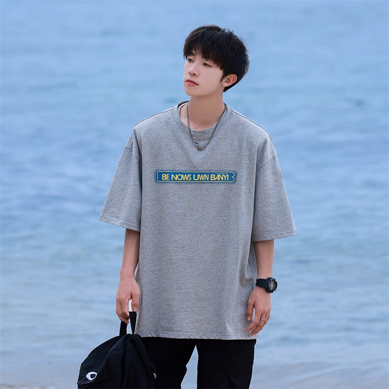 XY5466-TP35控价48夏季男士2024新品印花潮流百搭宽松五分袖T恤,男装T恤,电商A102-1