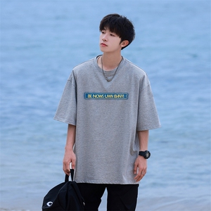 XY5466-TP35 控价48 夏季男士2024新品印花潮流百搭宽松五分袖T恤图片