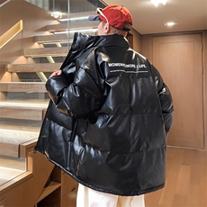 男士皮棉衣冬季加厚立领棉服潮棉袄字母印花青年A266-PY2101-P80，男装棉衣，电商A266