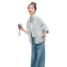 高品质刺绣立领抽绳外套女春夏新款韩系时尚减龄薄款防晒夹克上衣，女装短外套，采品优优