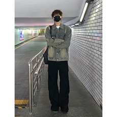 ins风痞帅潮牌宽松韩版上衣秋季新款破洞牛仔夹克衫HY481TP60控98，男装夹克，电商A102B