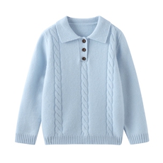 男女通用秋冬七针半开带扣POLO领，童装儿童羊绒衫，旭泰羊绒