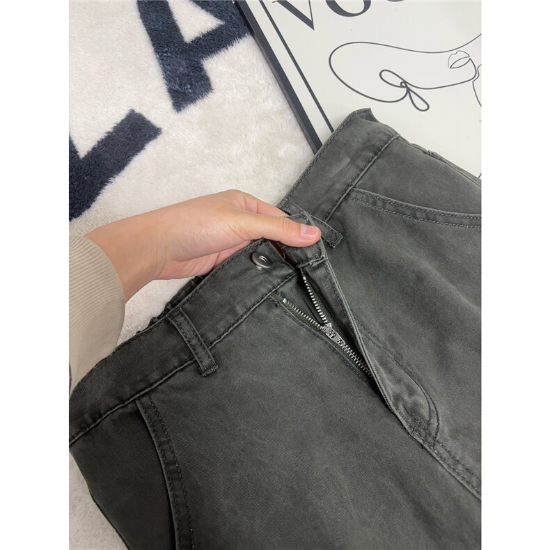 B221美式ins高街暗黑纯色拼接休闲洗褪牛仔裤LK25612-特P50控88,男装牛仔裤,电商B221