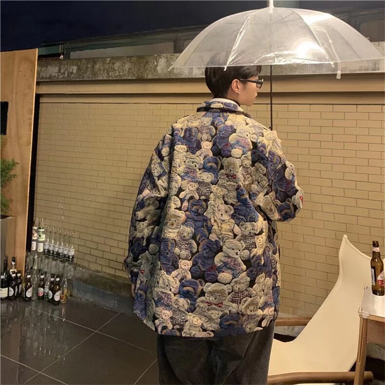 美式hiphop炸街满印小熊薄款外套Y6531P50,男装夹克,星座1116-2
