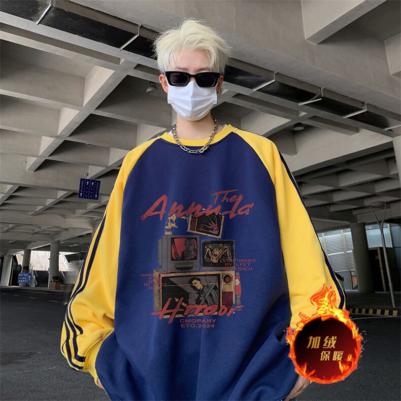 抖音得物供货提供视频秋冬重磅美式宽松织带圆领卫衣0772,男装卫衣,电商A486