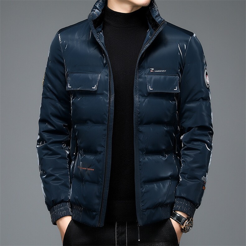 羽绒服男立领新款冬季纯色中年男士商务休闲白鸭绒加厚保暖外套,男装羽绒服,电商B212（原钱塘6029）