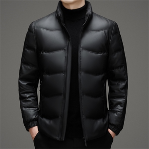主推加大码冬季男士白鸭绒羽绒服保暖品质立领加绒休闲简约男装图片