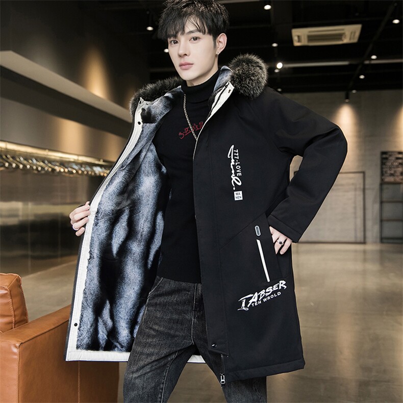 不断货男士派克服中长款棉衣加绒加厚风衣连帽外套JR917-P90,男装风衣,星座301D(原星座1004-8）