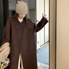 【新款现货】高端秘鲁长毛感羊驼毛羊毛双面混纺大衣P290K428，女装毛呢外套，2C333