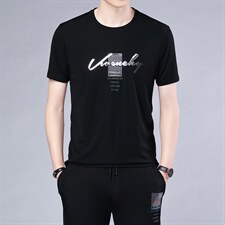 男士休闲百搭套装夏季2023新款圆领短袖t恤运动裤子两件套，男装休闲套装，电商B212（原钱塘6029）