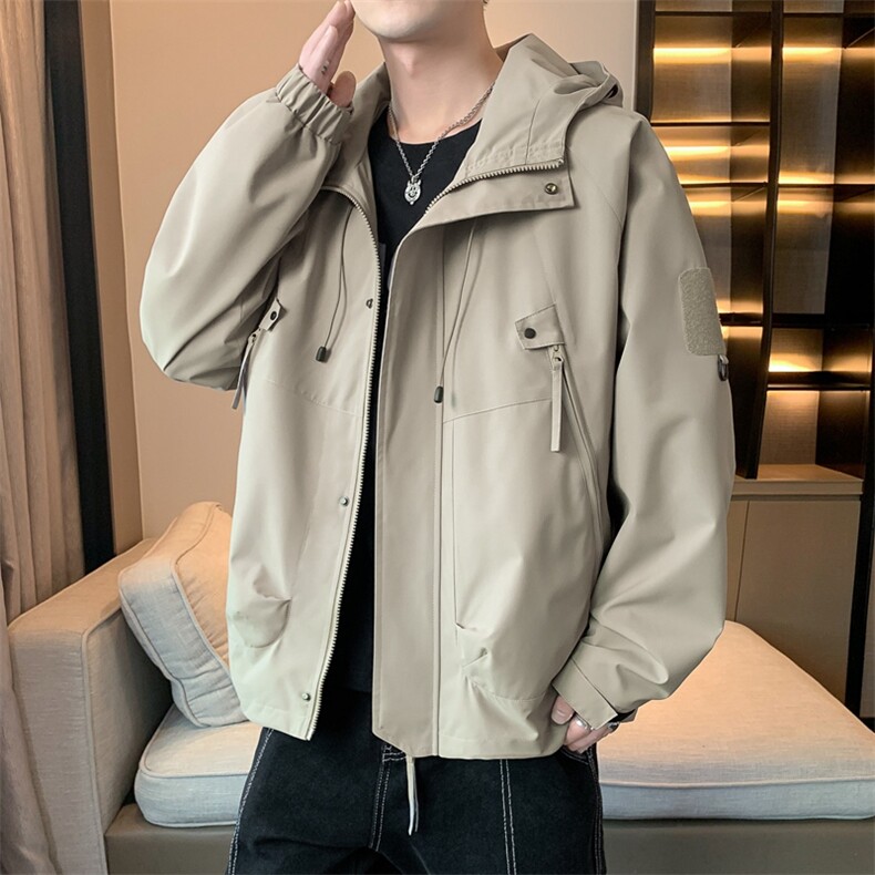 直播雪尼尔外套男秋季新款冲锋衣港风男士夹克高端户外防风上衣,男装夹克,电商A409-1
