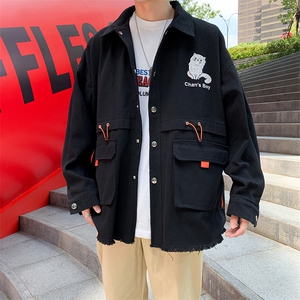 男士外套新款港风外套洗水棉夹克秋冬款百搭大码外穿衣服图片
