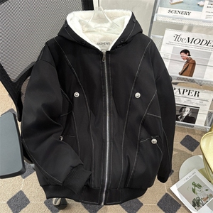 美式复古座山雕派克棉服外套男女冬季毛领连帽短款情侣棉衣图片
