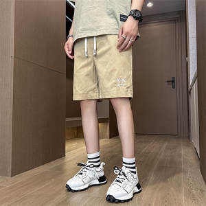 泡泡格夏季新款水洗刺绣短裤男休闲宽松五分裤沙滩裤-DK03-P27图片