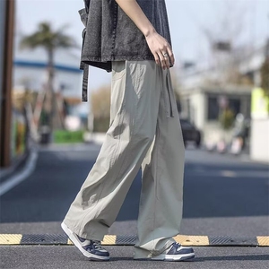 美式高街复古春秋青少年纯色修身微喇男土直筒垂感水洗弹力牛仔裤图片