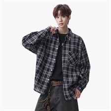 衬衫男秋季新款港风宽松大码磨毛长袖衬衣CS37-P38，男装衬衫，星座214-3