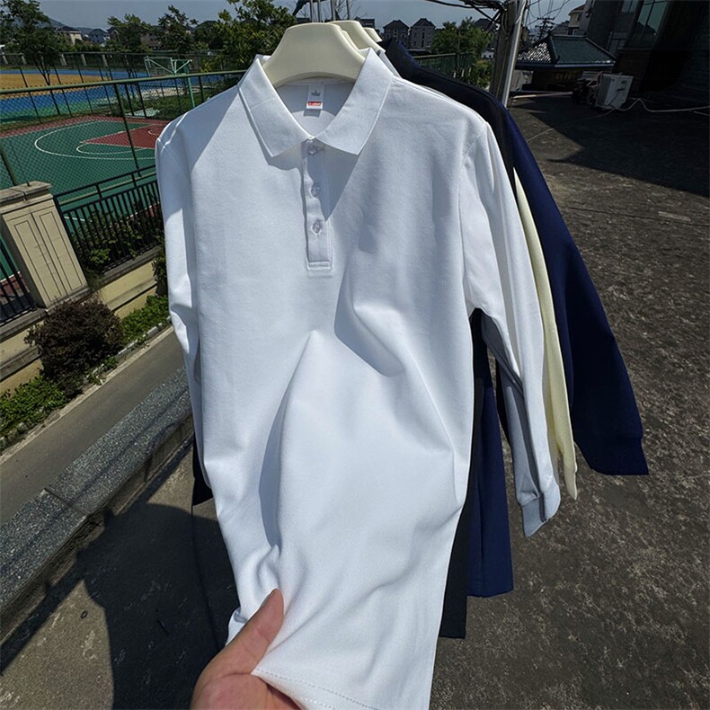 CP02男士长袖纯色POLO衫大码男女团队可定制印花秋T恤学生青少年,男装T恤,星座115A-1