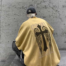 水洗做旧加绒加厚卫衣男23冬季高领十字架打底衫XZ514-2-X55-P78，男装T恤，星座514-2(原B239)