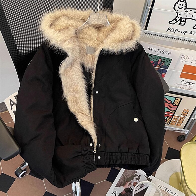 现货高品质美式高街冬季重磅硬挺短款座山雕毛领棉衣男女加厚外套，男装棉衣，电商A486-1