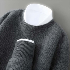 2025年秋季直筒型长袖时尚都市圆领时尚百搭通勤，男装羊毛衫，宇灿羊绒