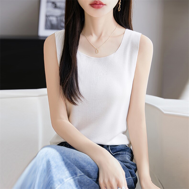 针织吊带背心女2025夏季方领西装内搭打底上衣短款小个子外穿美背,女装背心吊带,朝思羊绒