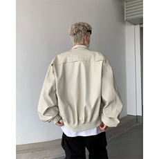 韩版垫肩立领皮衣夹克宽松显高pu机车服男女休闲外套JK9333-p73，男装夹克，星座1008