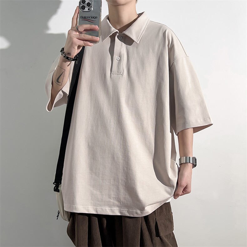 港风冰感POLO领T恤宽松百搭撞色插肩袖T恤吸汗透气TC3173-P25,男装T恤,星座717