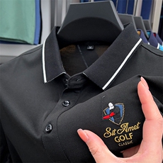 丝光棉半袖t恤男有带领2023夏季新款体恤男士商务休闲翻领polo衫，男装Polo衫，电商B212（原钱塘6029）