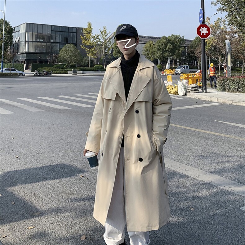 工装中长款风衣男韩版潮流高街ins痞帅外套宽松夹克上衣W3156-P53图片