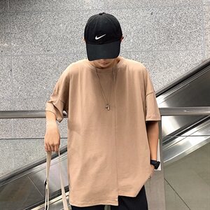 2021夏装 ins拼接上衣 潮流短袖T恤 男宽松日系 TX02/P10图片
