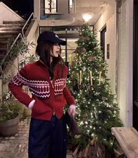 2025年秋季新款百搭7针费尔岛开衫毛衣，女装针织衫/毛衣，米咔羊绒