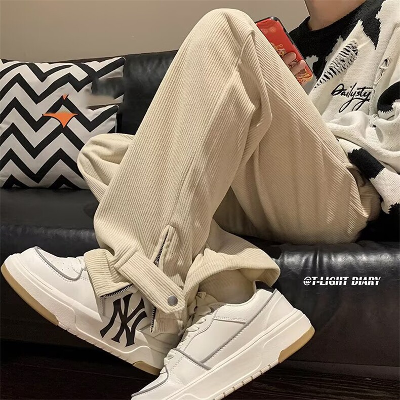 K207-P30重磅卫裤男士宽松直筒长裤阔腿休闲裤弯刀裤垂感运动裤，男装休闲裤，电商B323A