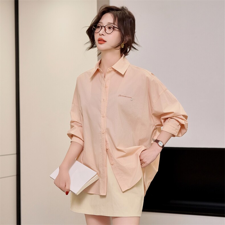 2025春装新款衬衣浅绿色宽松衬衫外套别致漂亮纯棉上衣女,女装衬衫,梦懿尔